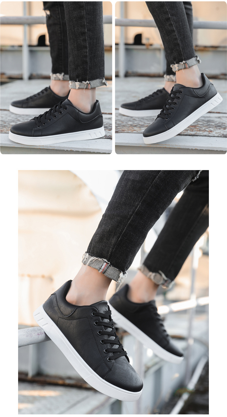 Men's Casual Sneakers PU Leather Lace-Up Flat Shoes