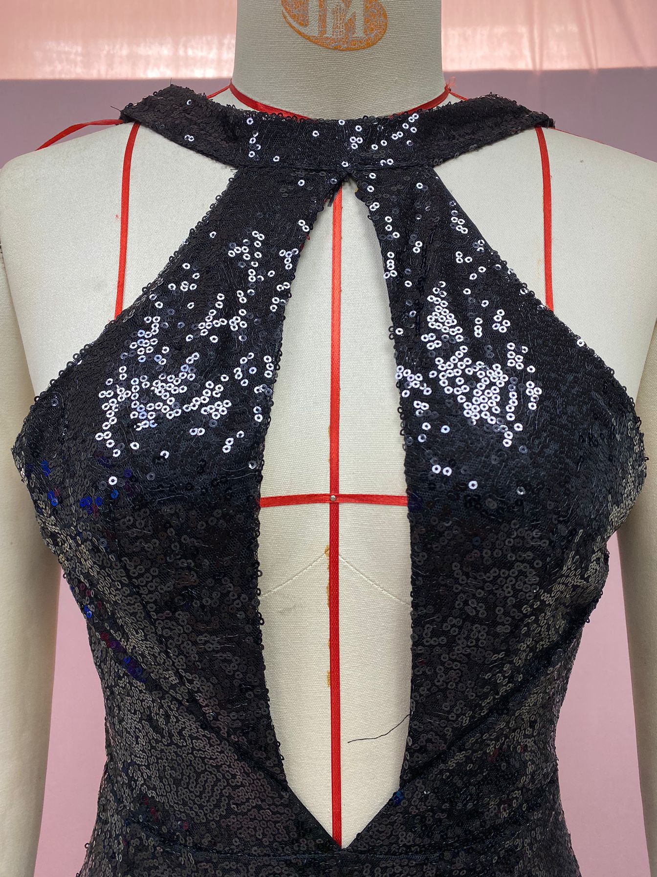 2025 Cross-Border Spring Sexy Party Sequined Irregular Temperament Evening Dress Women's European and American Amazon Halter Dress