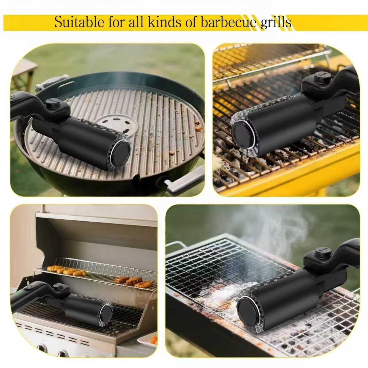 Grill brush cleaning grill