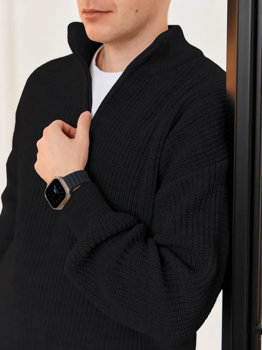 Men's Half-Zip Stand Collar Knit Pullover