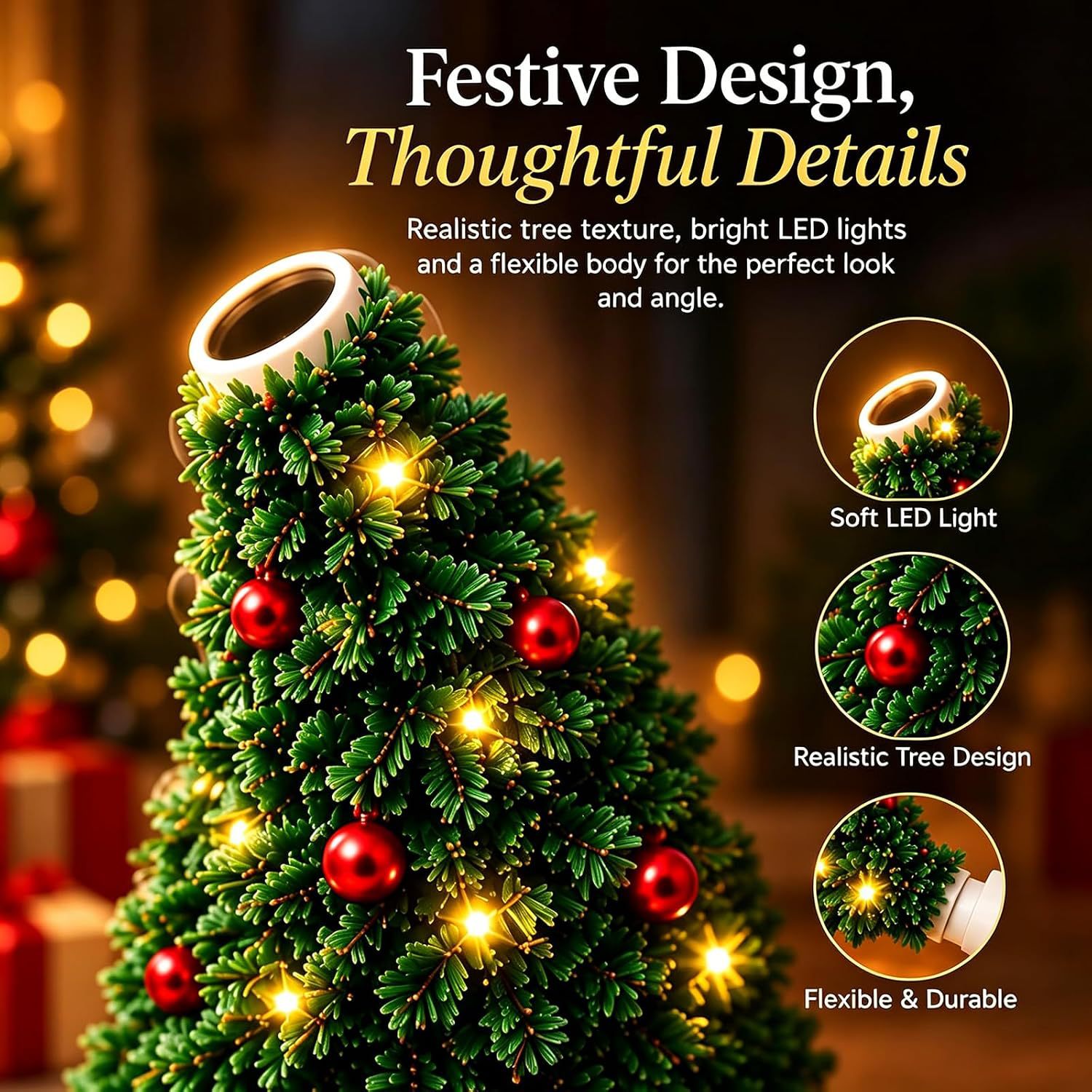 6 Scene USB Christmas Projection Light with Snowflake and Tree Patterns for Holiday Decoration