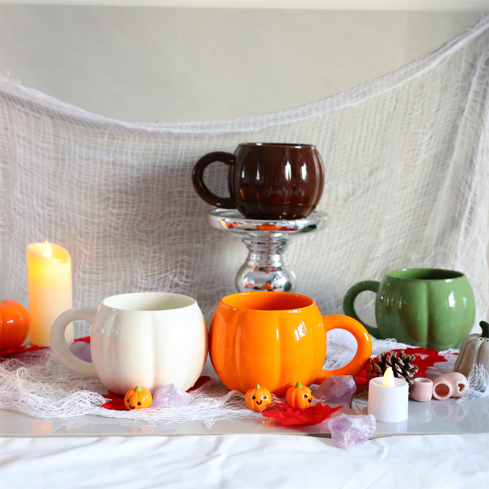 Ceramic Halloween Pumpkin Shaped Breakfast Mug