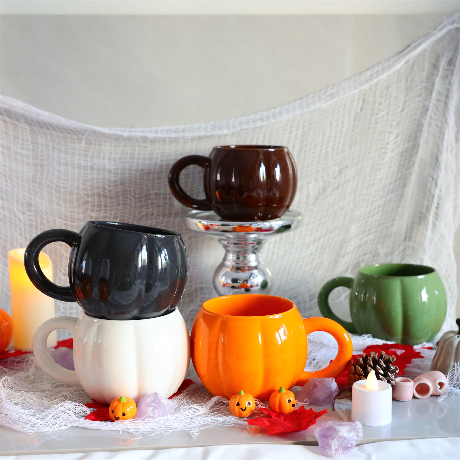 Ceramic Halloween Pumpkin Shaped Breakfast Mug