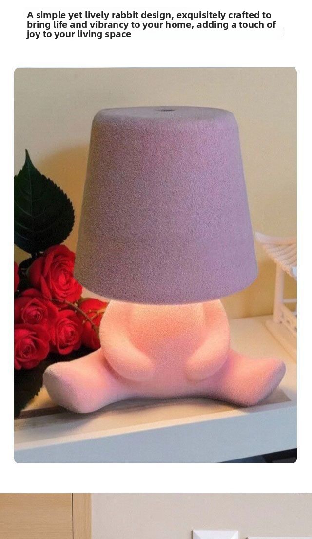 Textile-embroidered thinker figurine - rechargeable touchable night light