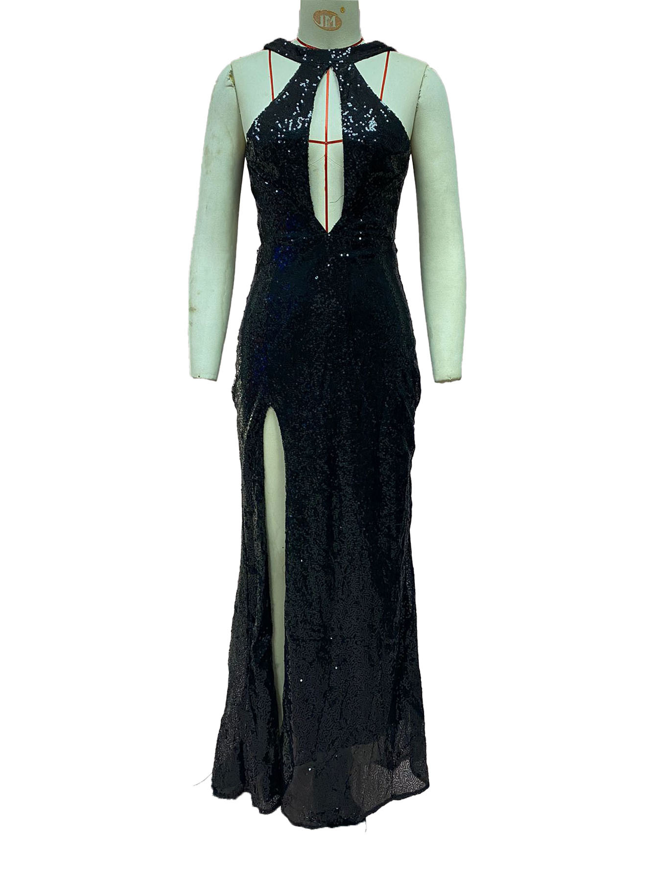 2025 Cross-Border Spring Sexy Party Sequined Irregular Temperament Evening Dress Women's European and American Amazon Halter Dress