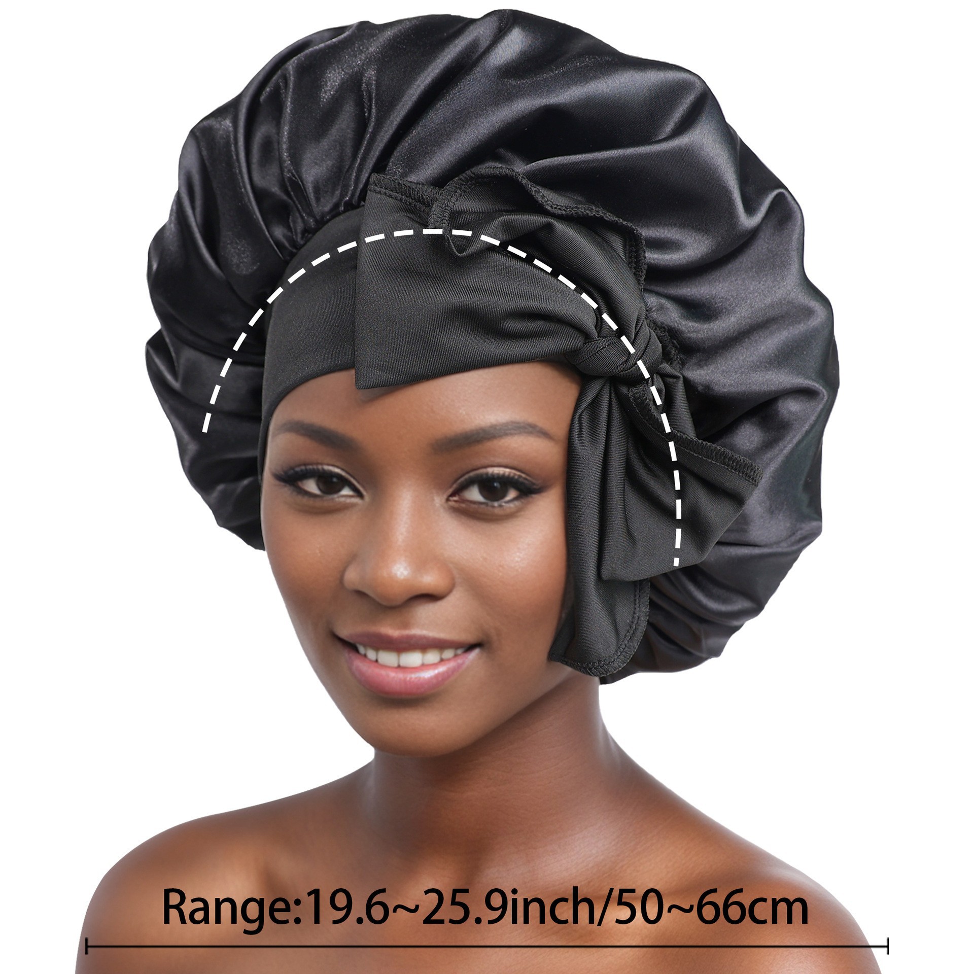 Elastic Satin Round Wide-Brimmed Headscarf Hat Solid Color Artificial Silk Nightcap