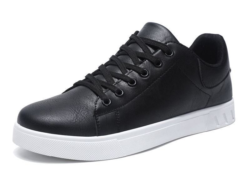 Men's Casual Sneakers PU Leather Lace-Up Flat Shoes