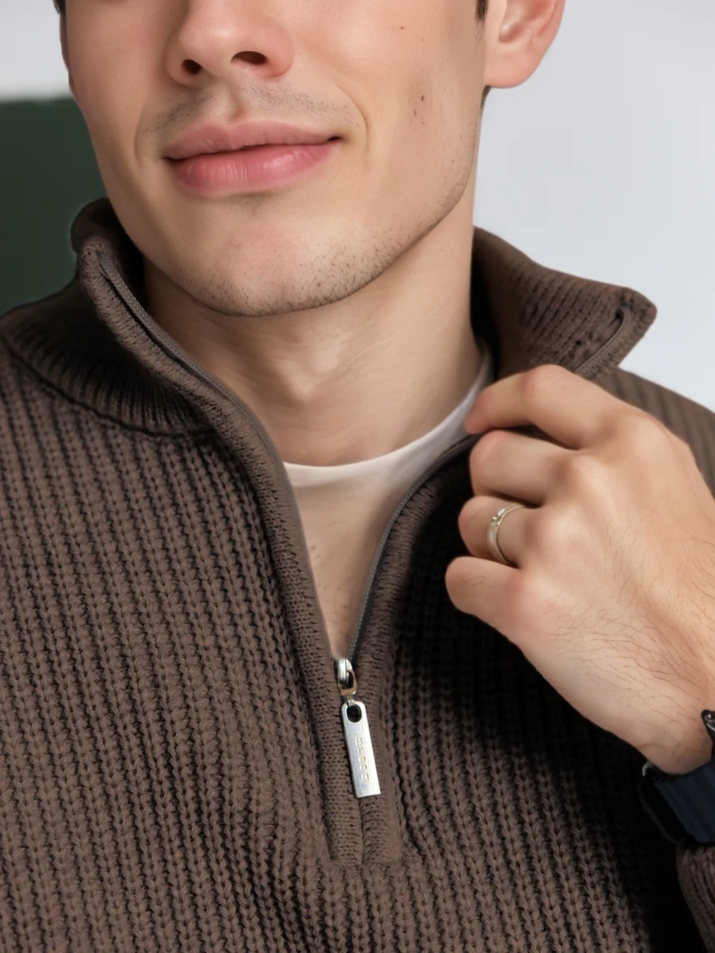 Men's Half-Zip Stand Collar Knit Pullover