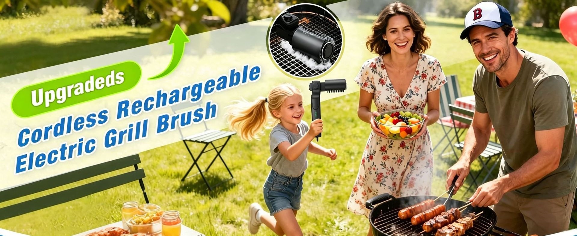 Grill brush cleaning grill