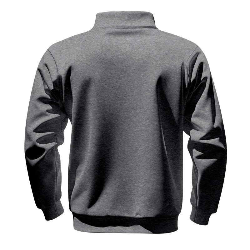 Men's Velvet Lined Half-Zip Stand Collar Pullover Solid Color Casual Loose Sweatshirt