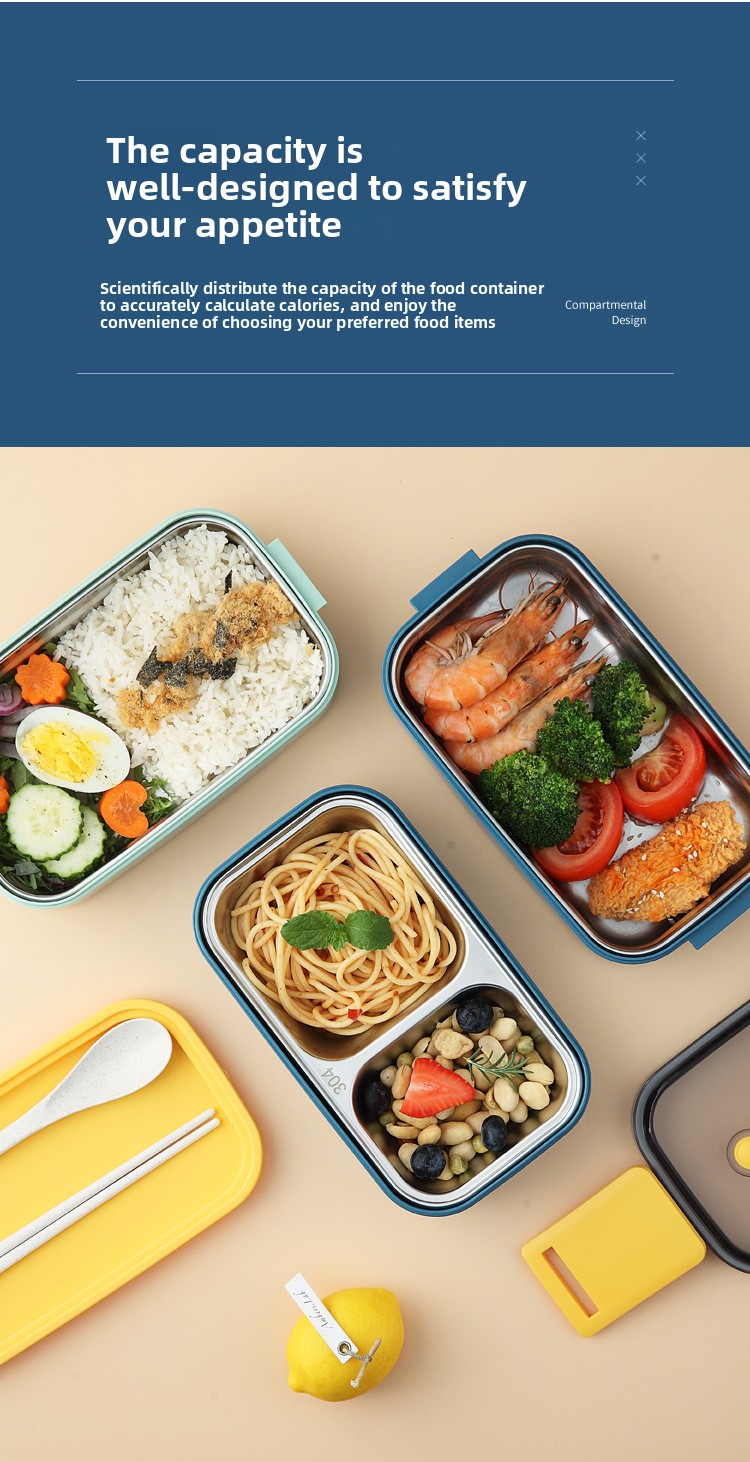 304 Stainless Steel Large Capacity Microwave Safe Lunch Box Insulated Food Container