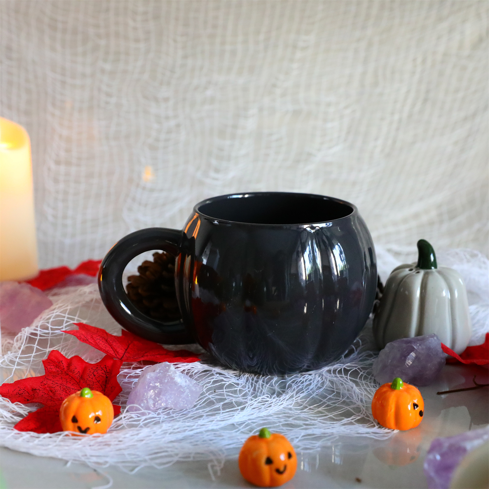 Ceramic Halloween Pumpkin Shaped Breakfast Mug