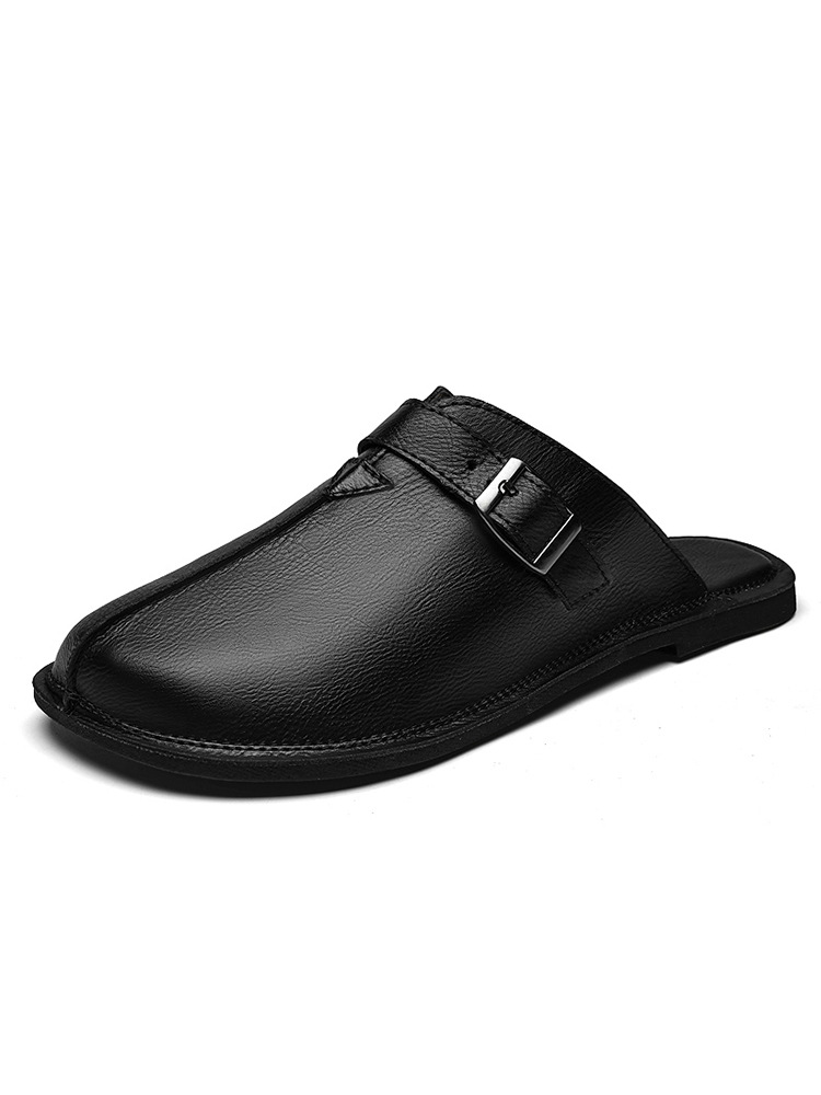 Men's Fashion Belt Buckle Slip-On Closed-Toe Casual Sandals