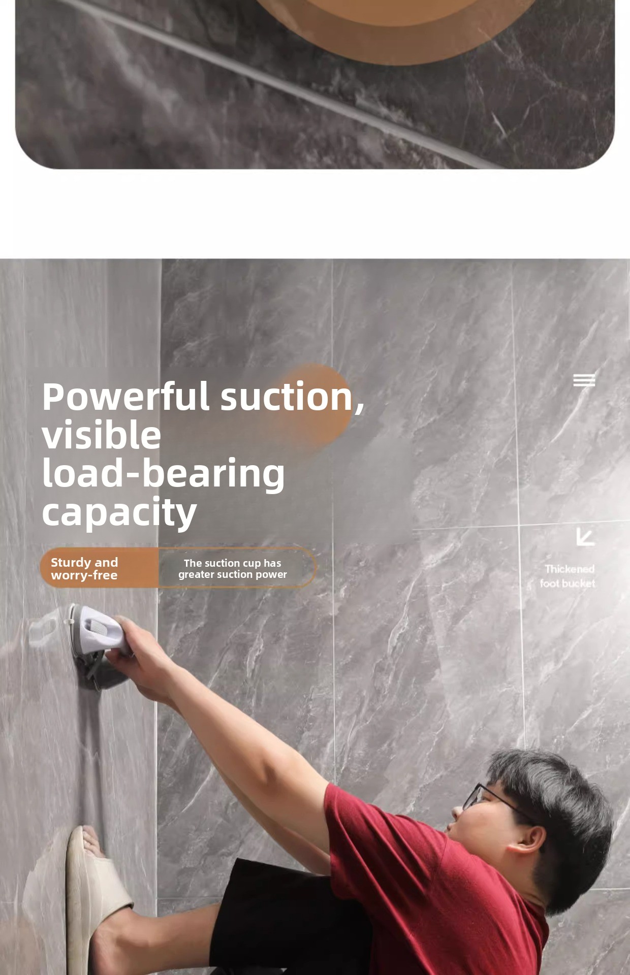 Strong Suction Cup Bathroom Safety Handle Anti-Slip Elderly Grab Bar