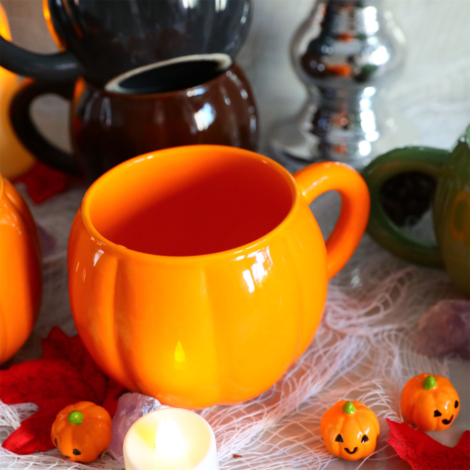 Ceramic Halloween Pumpkin Shaped Breakfast Mug