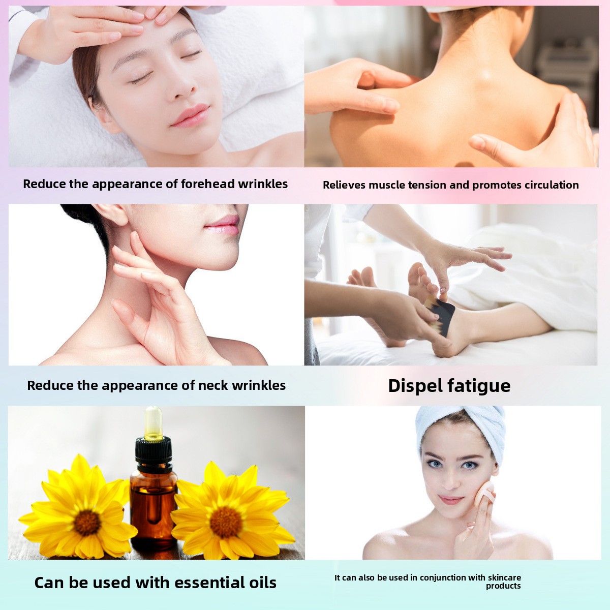 Natural Amethyst Crystal Facial Massage Roller and Gua Sha Beauty Set
