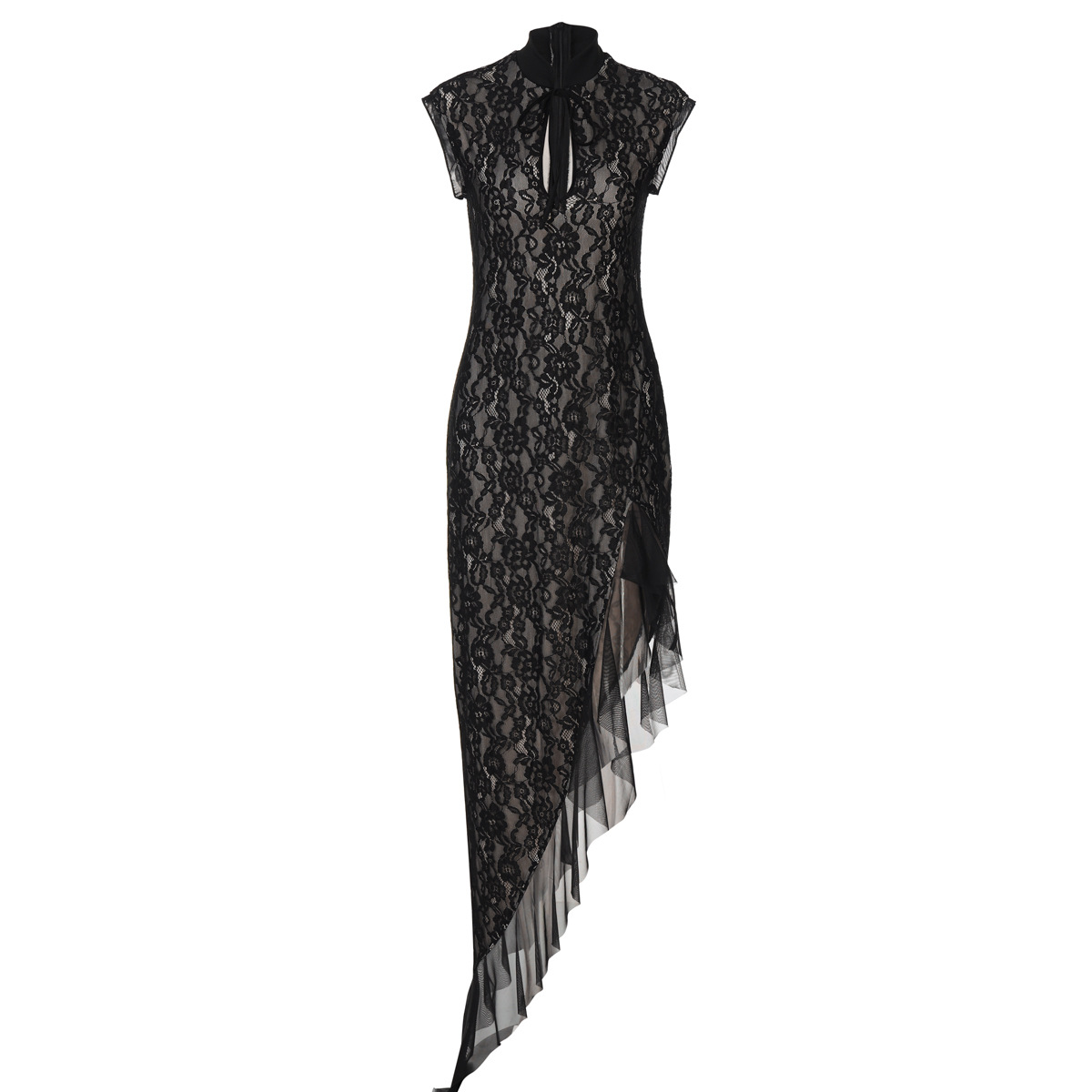 Women's Sexy Mesh See-through Lace Slim Fit Sleeveless Dress