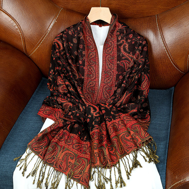 Women's Jacquard Imitation Cashmere Shawl Wrap Long Scarf