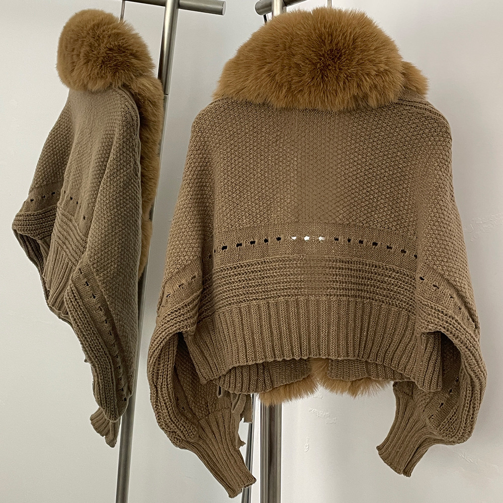 Lady Batwing Sleeve V-Neck Knitted Cardigan