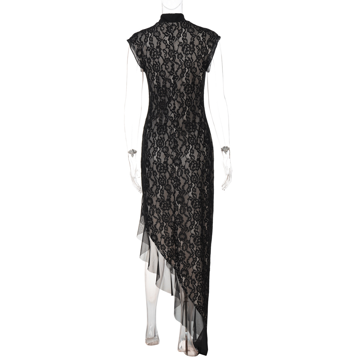 Women's Sexy Mesh See-through Lace Slim Fit Sleeveless Dress
