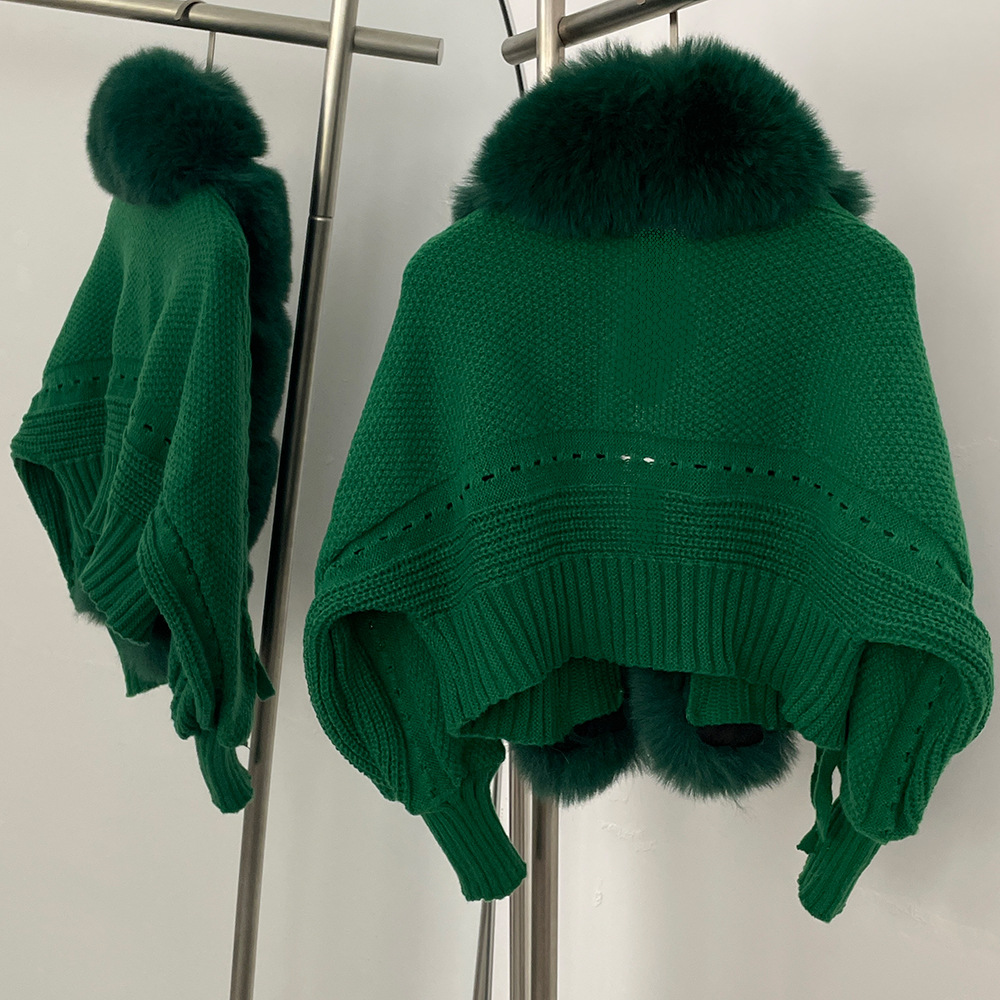 Lady Batwing Sleeve V-Neck Knitted Cardigan