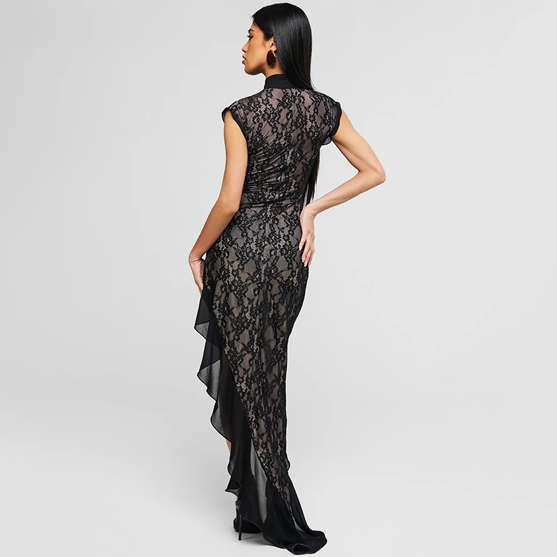 Women's Sexy Mesh See-through Lace Slim Fit Sleeveless Dress