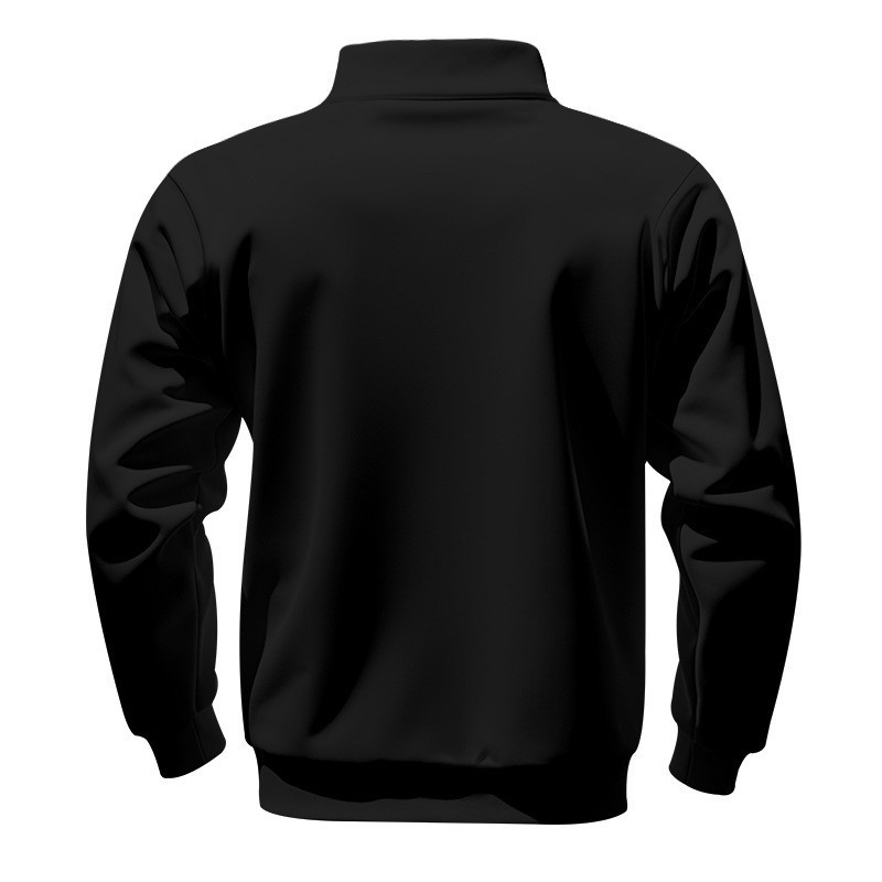 Men's Velvet Lined Half-Zip Stand Collar Pullover Solid Color Casual Loose Sweatshirt