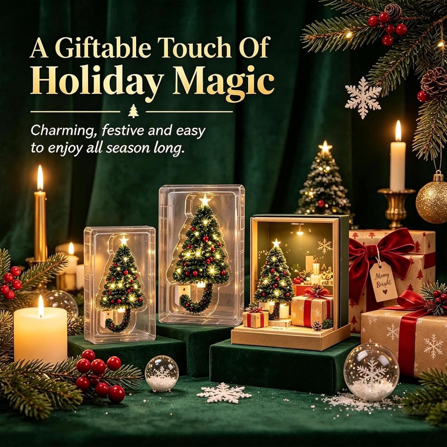 6 Scene USB Christmas Projection Light with Snowflake and Tree Patterns for Holiday Decoration