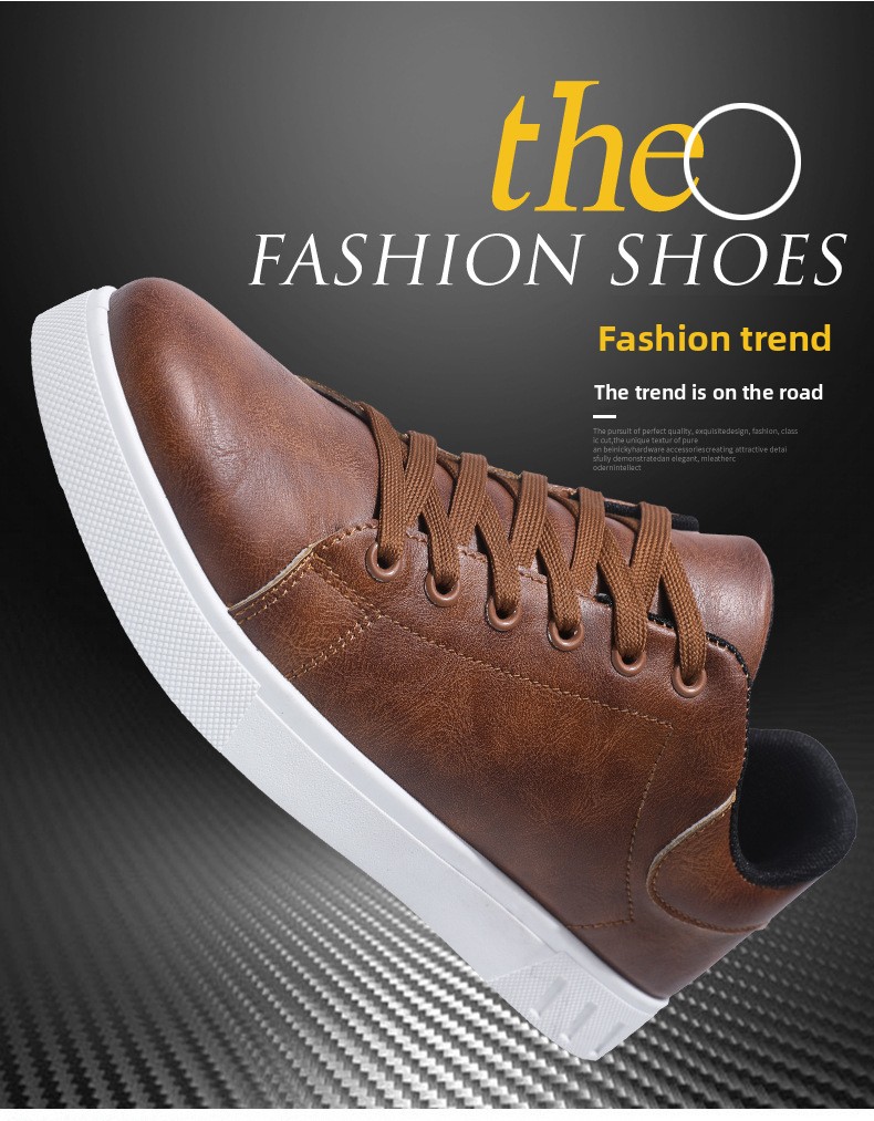 Men's Casual Sneakers PU Leather Lace-Up Flat Shoes
