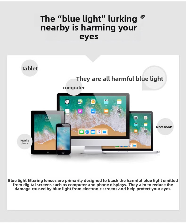 Anti Blue Light Large Frame Non-Prescription Computer Glasses for Men Women