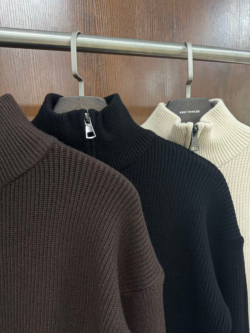 Men's Half-Zip Stand Collar Knit Pullover