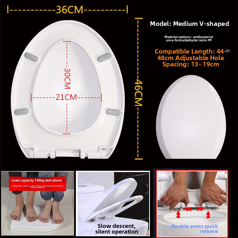 Universal V-Shape Slow Close Toilet Seat Cover