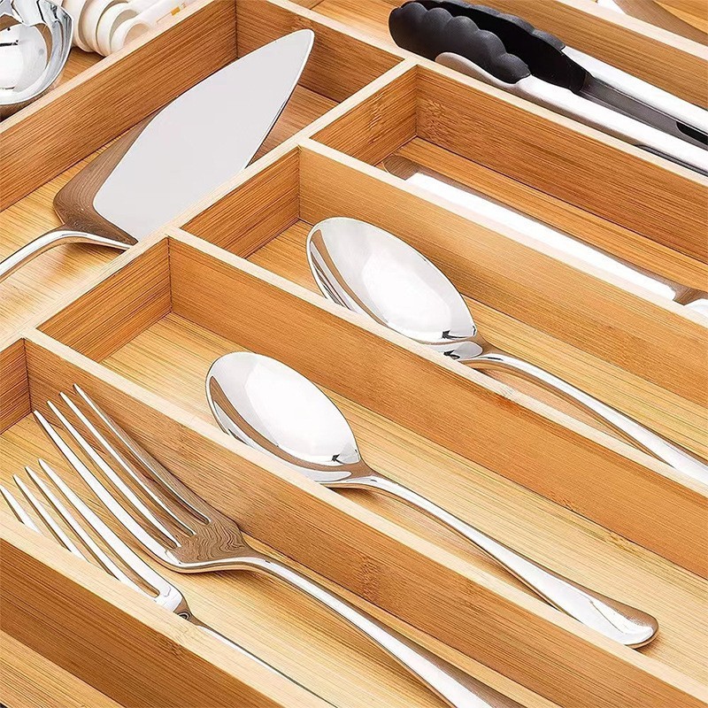 Expandable Bamboo Cutlery Drawer Organizer