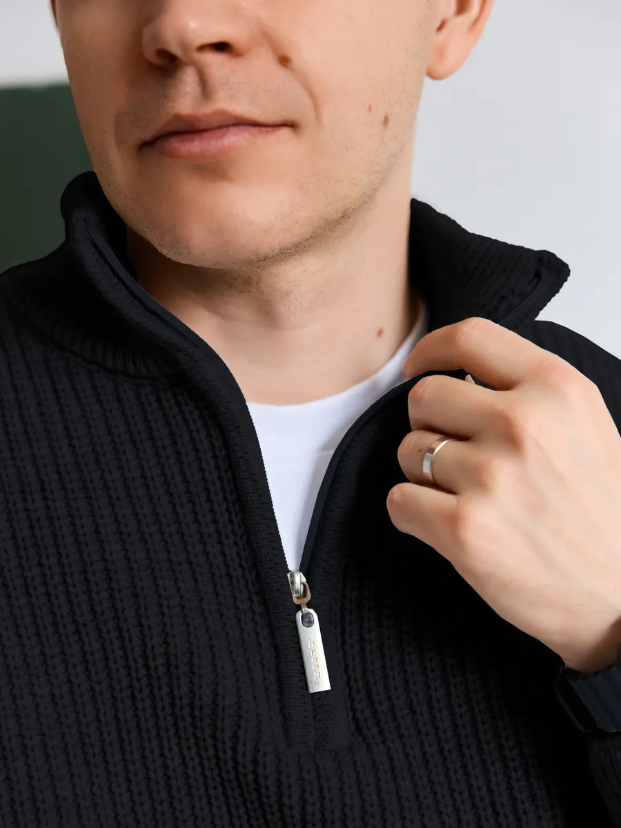Men's Half-Zip Stand Collar Knit Pullover