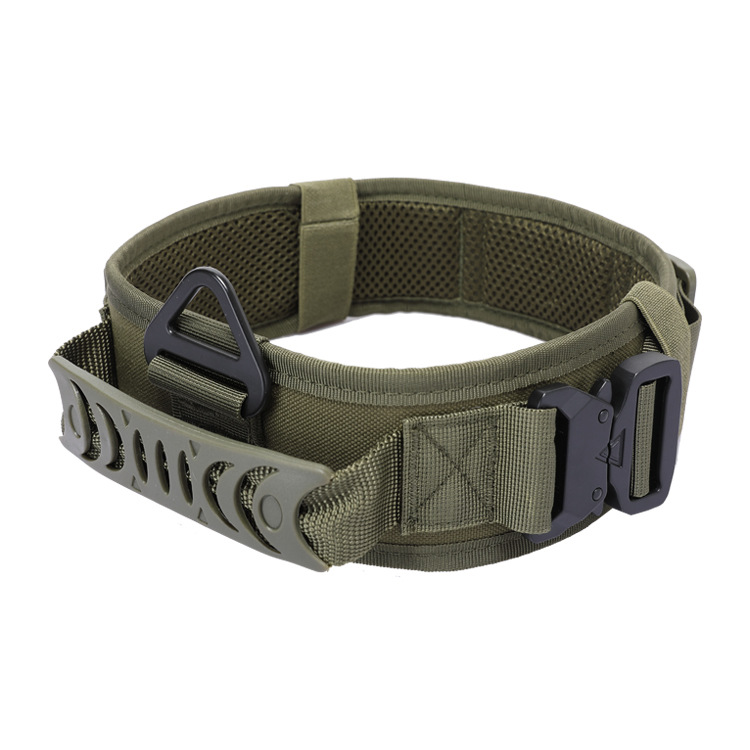 Tactical dog collar with metal buckle and quick-release function