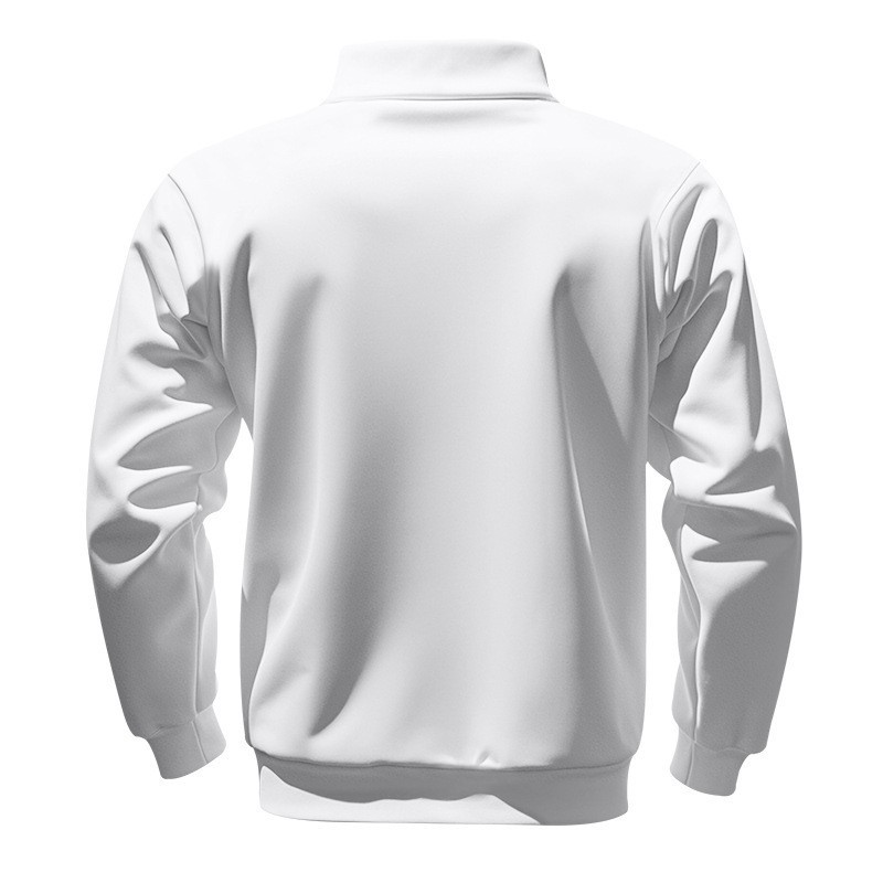 Men's Velvet Lined Half-Zip Stand Collar Pullover Solid Color Casual Loose Sweatshirt