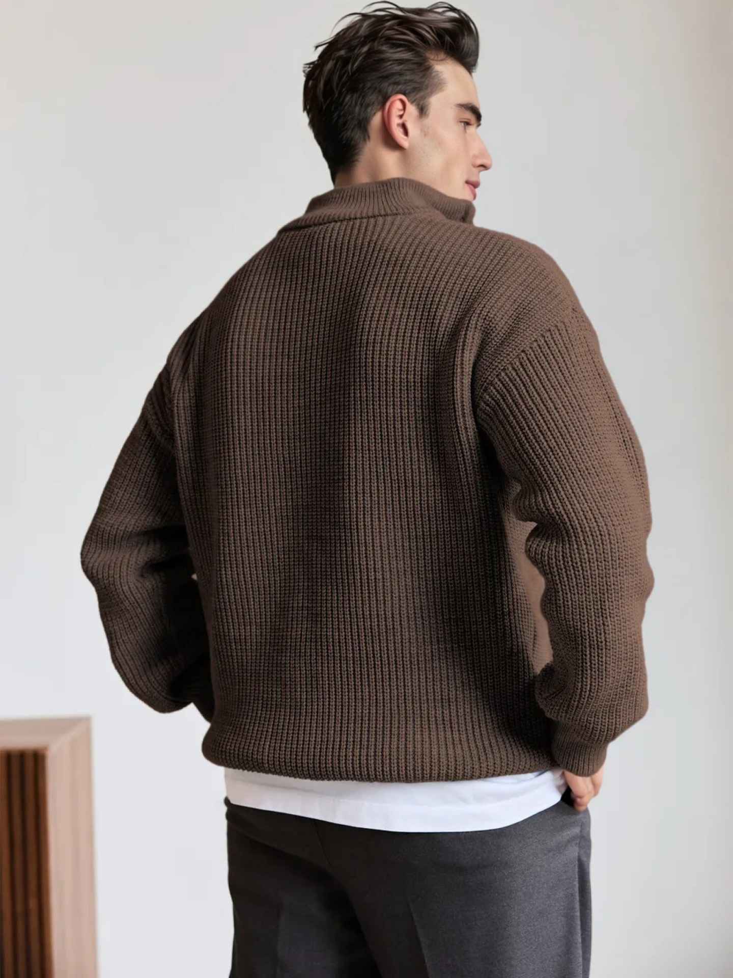 Men's Half-Zip Stand Collar Knit Pullover