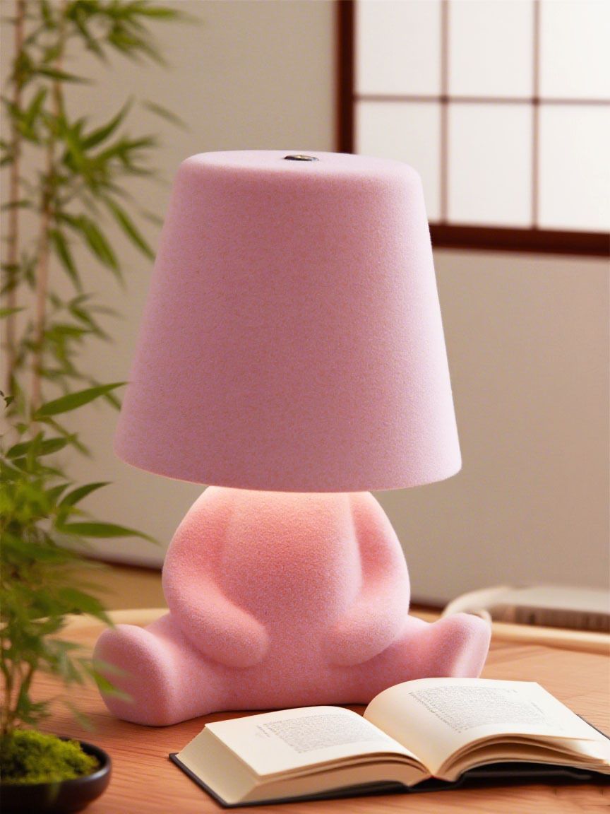 Textile-embroidered thinker figurine - rechargeable touchable night light