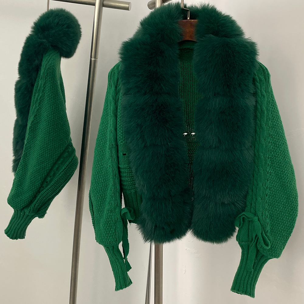 Lady Batwing Sleeve V-Neck Knitted Cardigan