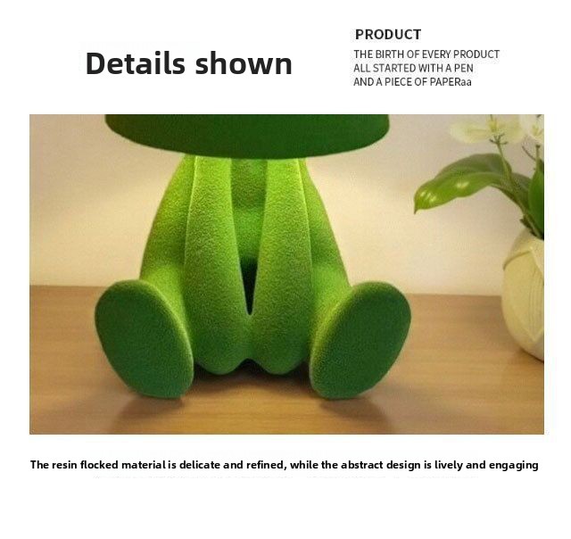 Textile-embroidered thinker figurine - rechargeable touchable night light