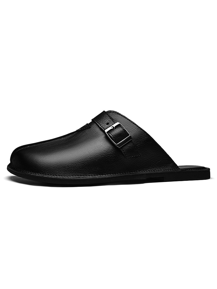 Men's Fashion Belt Buckle Slip-On Closed-Toe Casual Sandals