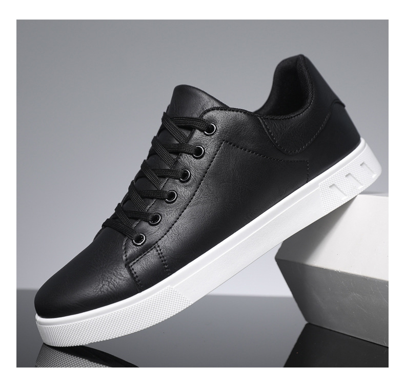 Men's Casual Sneakers PU Leather Lace-Up Flat Shoes