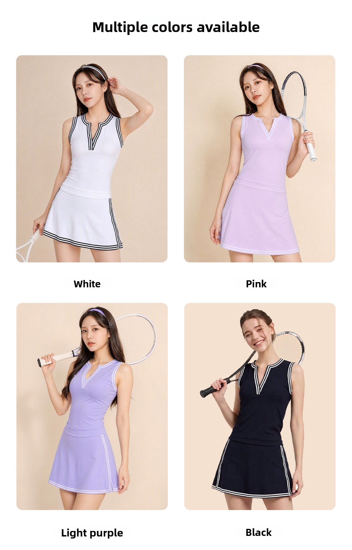 Women's quick-drying striped sleeveless deep V-neck sports golf dress