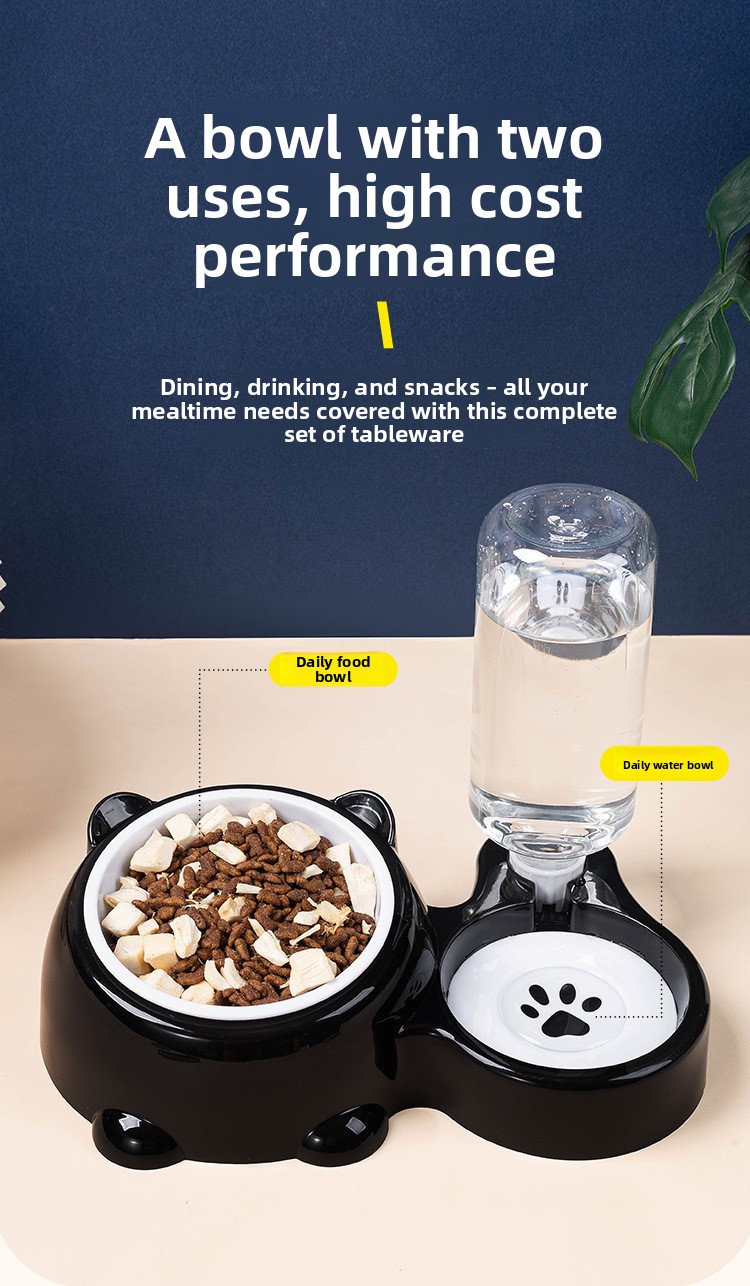 Cat and dog oblique mouth  bowl