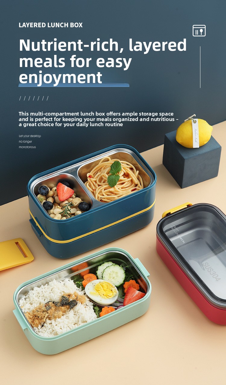 304 Stainless Steel Large Capacity Microwave Safe Lunch Box Insulated Food Container