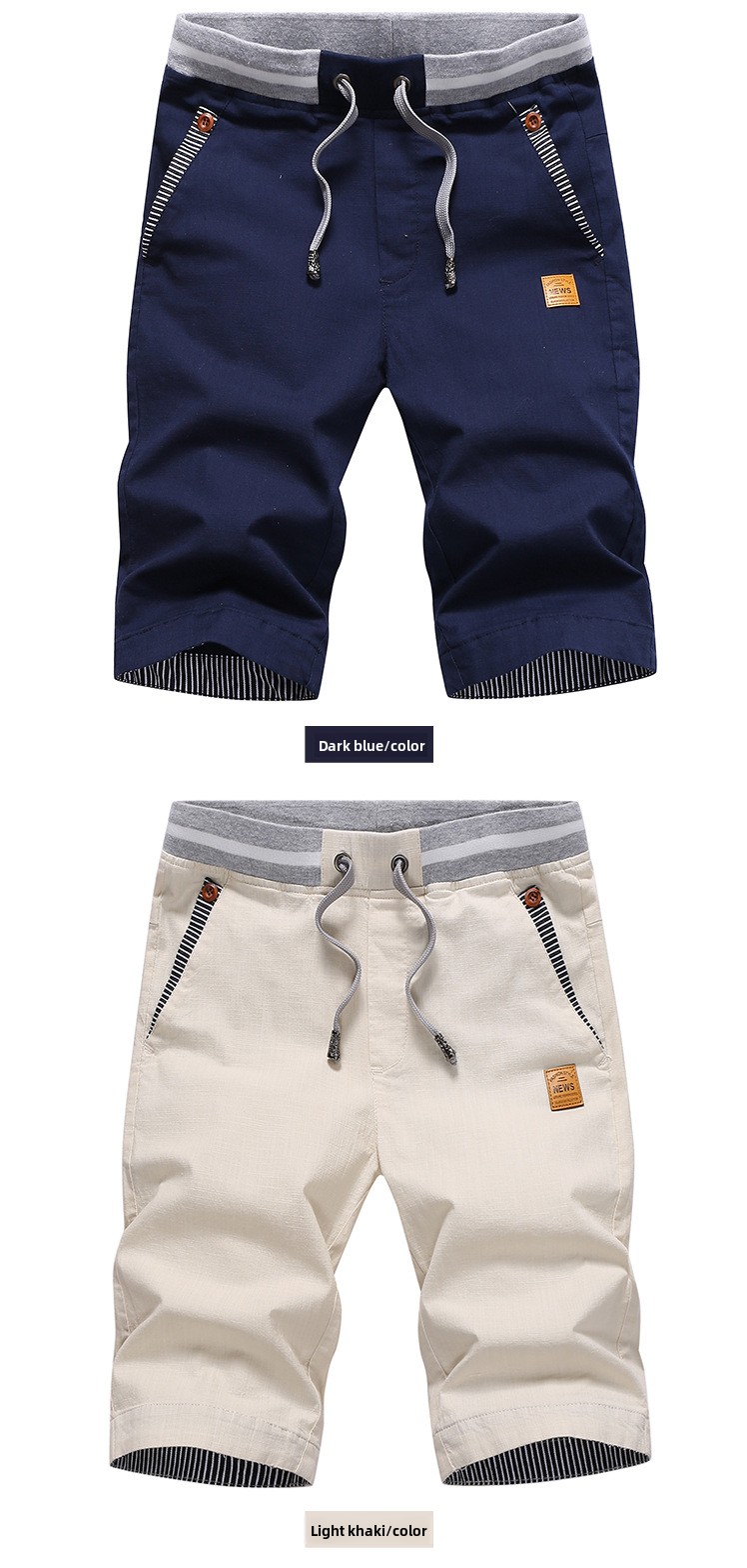 Men's Cotton Shorts Youth Trendy Fashion All-match Loose Breathable Casual Pants
