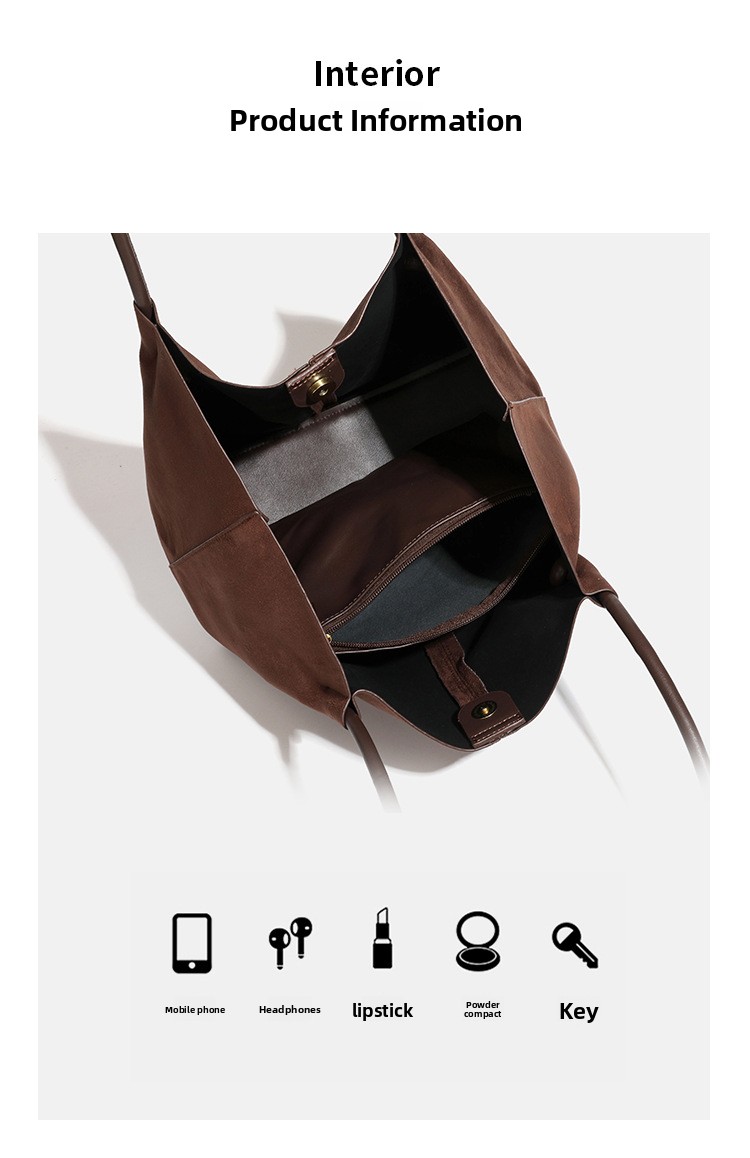 Retro suede fabric shoulder bag