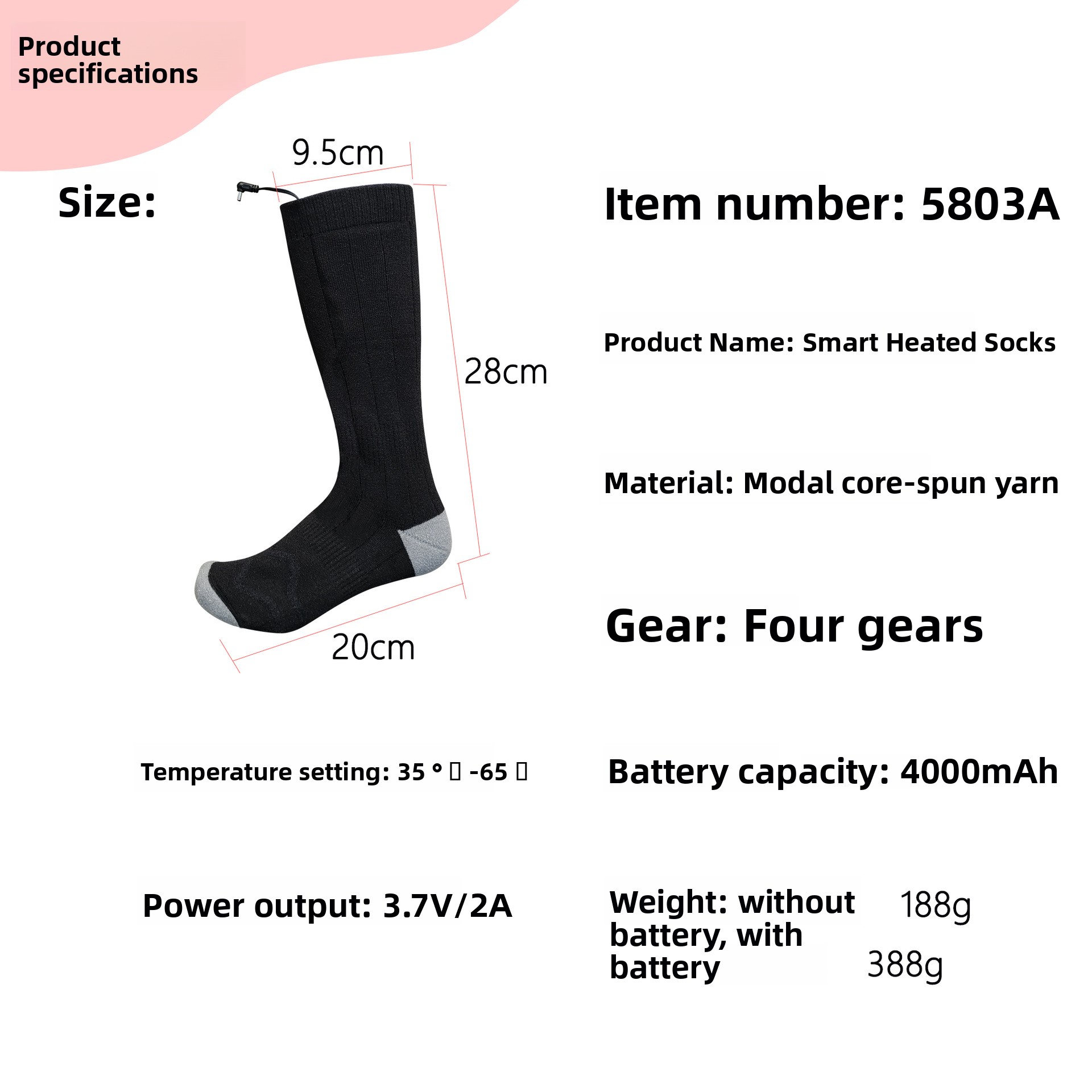 Heated socks - Skiing-specific electric heating socks