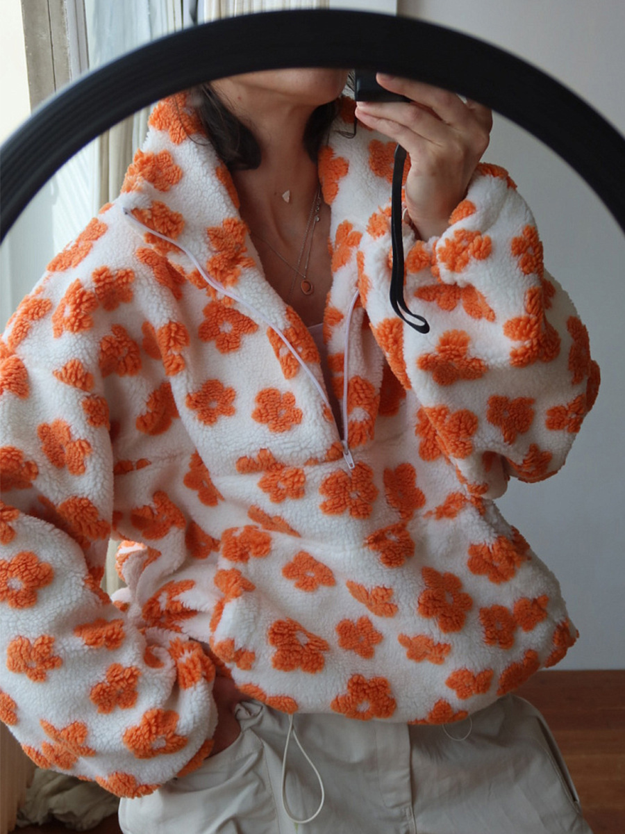 fleece floral sweatshirt