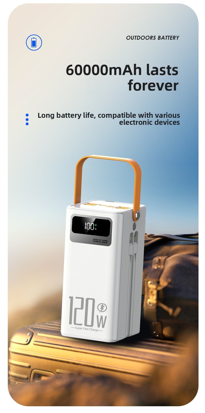 Solar-powered portable fast-charging power bank